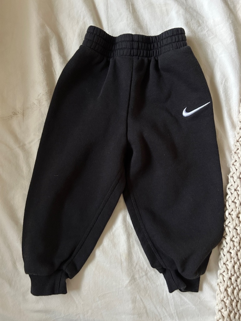 Nike Toddler Black Jogger Sweatpants with White Swoosh